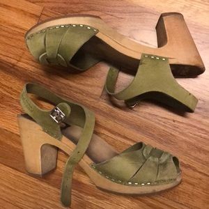Swedish Hasbeens Peep Toe Super High Sandals